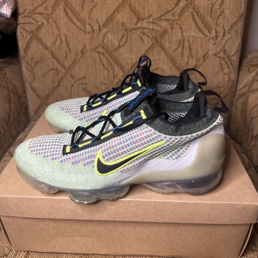 Nike Air VaporMax 2021 Flyknit Next Nature Volt Photo Blue Men's 9.5 Excellent